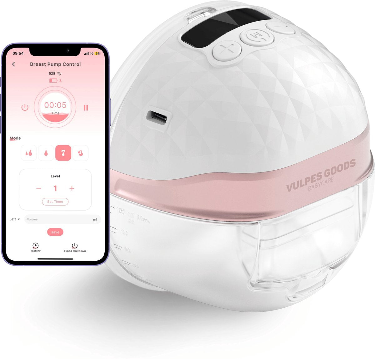 BabyCare - Elektrische Draadloze Borstkolf - met APP bediening