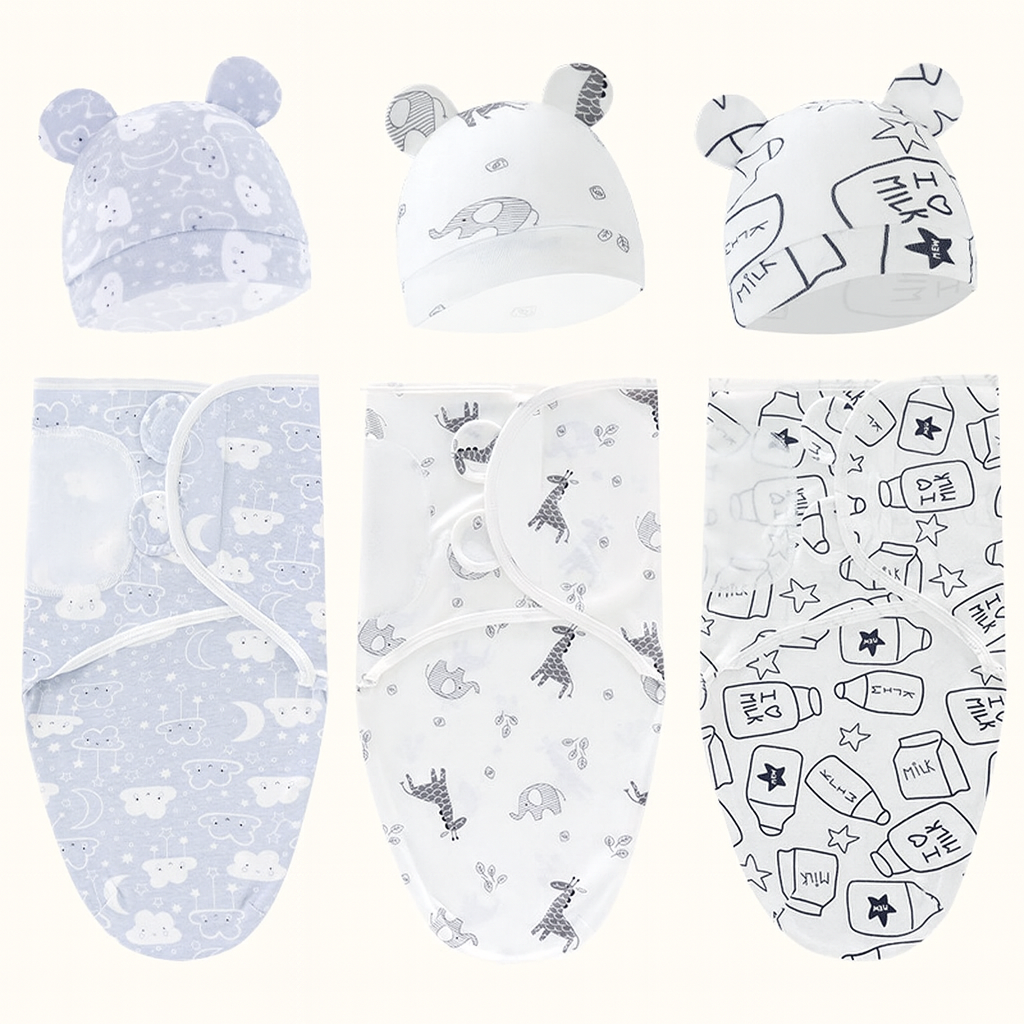 Baby Swaddle & Muts Set – 3-delige Set
