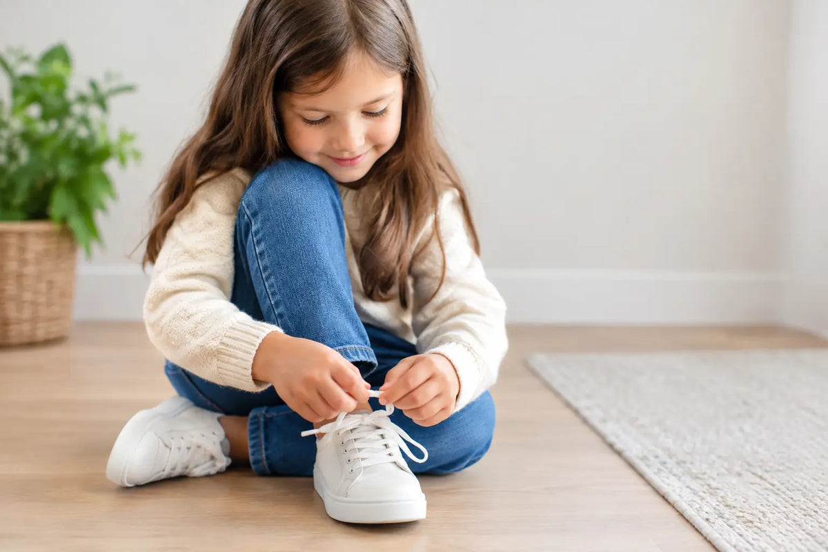 Kind leren veters strikken zonder strijd