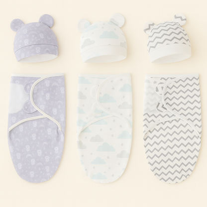 Baby Swaddle & Muts Set – 3-delige Set