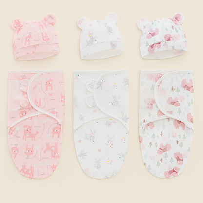 Baby Swaddle & Muts Set – 3-delige Set