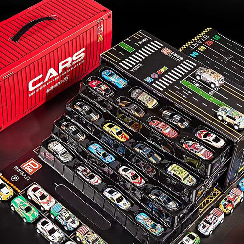 48 Mini Auto's met Ingebouwde Garage Set